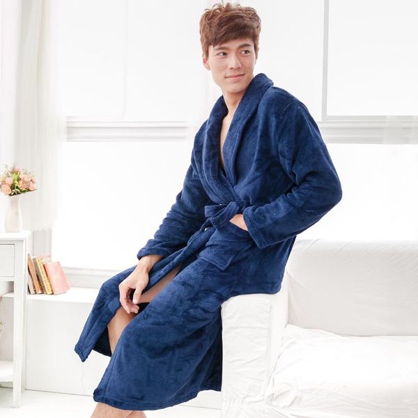 men's sleepwear autumn casual bathrobe gown men flannel soft homewear kimono robe intimate lingerie coral fleece nightwear, Black;brown