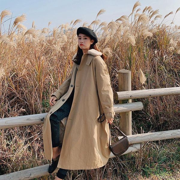 fashion solid color women padded quilted jacket fur collar long coat casual korean style loose and warm windbreaker women's wool & blen, Black
fashion solid color women padded quilted jacket fur collar long coat casual korean style loose and warm windbreaker women's wool & blen, Black