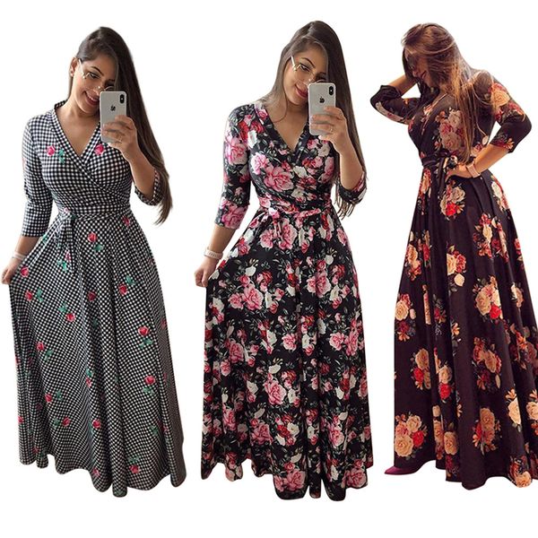 women floral print long dress v neck pleated female casual retro maxi dresses vestidos elegant party robe dress s-5xl, Black;gray
women floral print long dress v neck pleated female casual retro maxi dresses vestidos elegant party robe dress s-5xl, Black;gray
