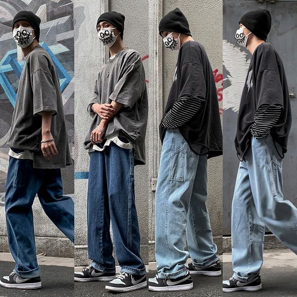 men's jeans autumn men hip hop solid denim full length straight loose male all-match trendy baggy retro leisure cowboy trousers, Blue
men's jeans autumn men hip hop solid denim full length straight loose male all-match trendy baggy retro leisure cowboy trousers, Blue