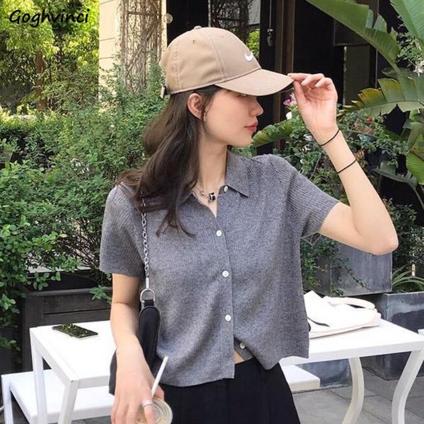 women's t-shirt women t-shirts summer solid simple trendy korean style knitted short sleeve turn-down collar single breasted all-match, White
women's t-shirt women t-shirts summer solid simple trendy korean style knitted short sleeve turn-down collar single breasted all-match, White