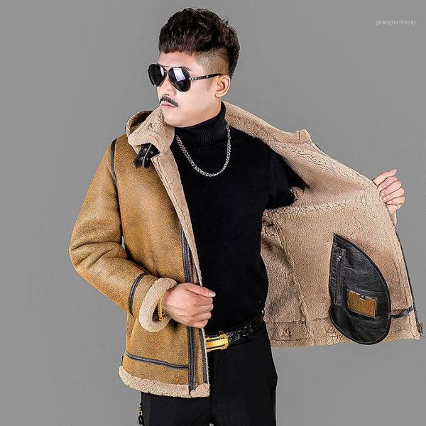 men's leather & faux haining original sheep fur one winter hooded detachable jacket fashionable warm coat, Black
men's leather & faux haining original sheep fur one winter hooded detachable jacket fashionable warm coat, Black