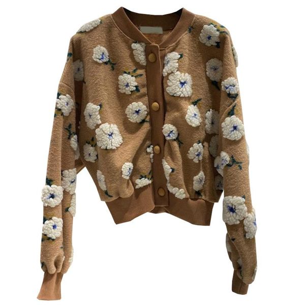 women's jackets matakawa three-dimensional flower coat korea's fall / winter 2021 retro jacket round neck loose top, Black;brown
women's jackets matakawa three-dimensional flower coat korea's fall / winter 2021 retro jacket round neck loose top, Black;brown