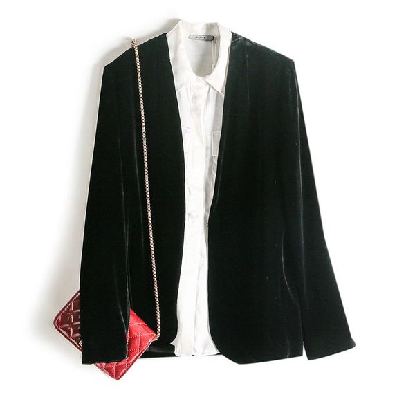 women's suits & blazers silk velvet solid color suit jacket female korean style british design niche high-end slim jacketfall 2021 wome, White;black
women's suits & blazers silk velvet solid color suit jacket female korean style british design niche high-end slim jacketfall 2021 wome, White;black