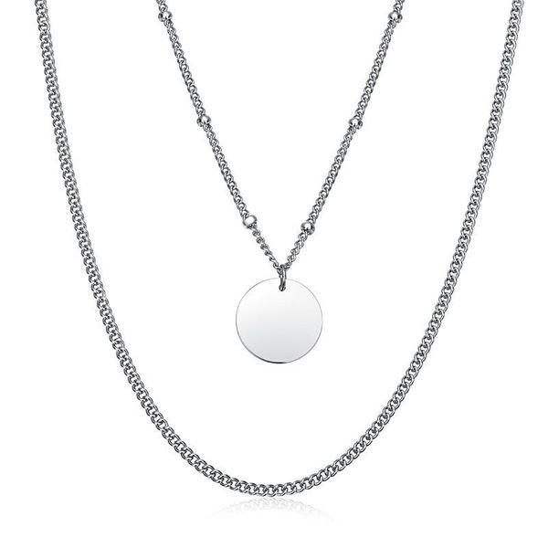 stainless steel jewelry simple round high polish sculpting necklace double chain for woman and man pendant necklaces, Silver
stainless steel jewelry simple round high polish sculpting necklace double chain for woman and man pendant necklaces, Silver