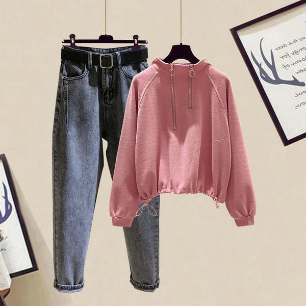 women's two piece pants women autumn 2 sets female loose solid long sleeve and high waist denim outfit chic suit q676, White
women's two piece pants women autumn 2 sets female loose solid long sleeve and high waist denim outfit chic suit q676, White