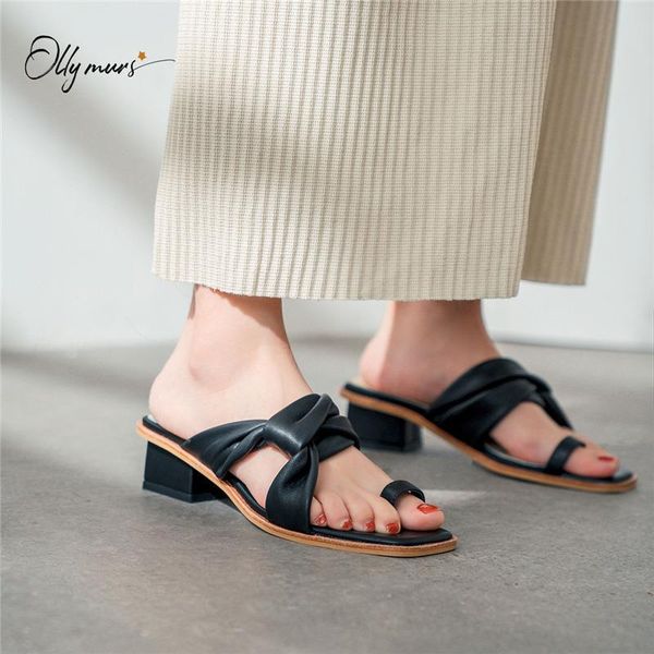 slippers ollymurs fashion summer genuine leather shoes woman square toe thick mid heel women mules, Black
slippers ollymurs fashion summer genuine leather shoes woman square toe thick mid heel women mules, Black