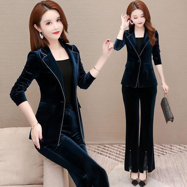 chic slim profession velvet blazer set two piece female spring fall 2021 women's clothing korean style fashion pants suits zh575, White
chic slim profession velvet blazer set two piece female spring fall 2021 women's clothing korean style fashion pants suits zh575, White