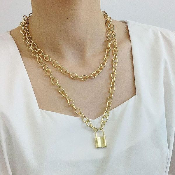 pendant necklaces rock choker lock necklace layered chain on the neck with punk jewelry mujer key padlock, Silver
pendant necklaces rock choker lock necklace layered chain on the neck with punk jewelry mujer key padlock, Silver