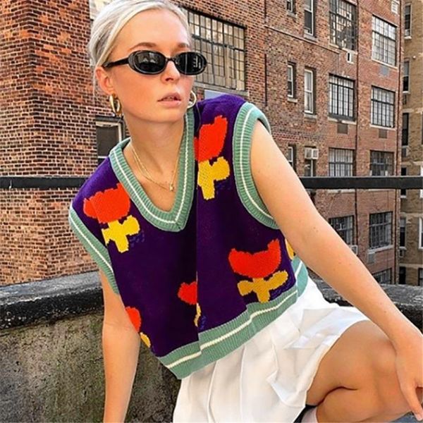 women's sweaters early autumn fashion women sleeveless pullover knitwear floral pattern v neck loose crop casual outwear daily wear, White;black
women's sweaters early autumn fashion women sleeveless pullover knitwear floral pattern v neck loose crop casual outwear daily wear, White;black