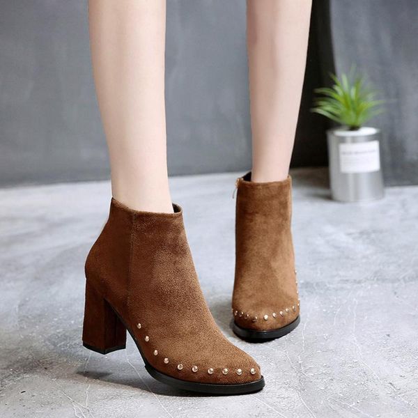 boots rivet winter women casual non-slip pointed toe square heel short tube scrub ankle for botas mujer, Black
boots rivet winter women casual non-slip pointed toe square heel short tube scrub ankle for botas mujer, Black