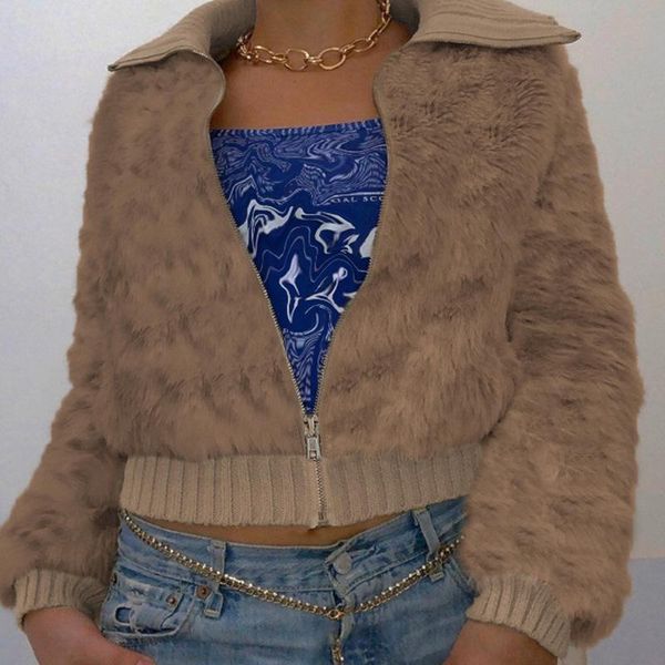 women's wool & blends 2022 fashion plush stitching zipper warm cardigan autumn and winter temperament lapel long-sleeved jacket women, Black
women's wool & blends 2022 fashion plush stitching zipper warm cardigan autumn and winter temperament lapel long-sleeved jacket women, Black