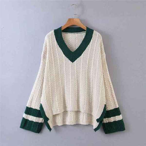 women's sweaters autumn fashion girl patchwork color v-neck loose women casual long sleeve knitted pullover ladies knitwear e, White;black
women's sweaters autumn fashion girl patchwork color v-neck loose women casual long sleeve knitted pullover ladies knitwear e, White;black