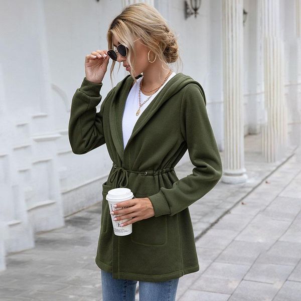 women autumn and winter solid cardigan windbreaker fashion jacket mid-length hooded oversized jackets for zip up y women's, Black;brown
women autumn and winter solid cardigan windbreaker fashion jacket mid-length hooded oversized jackets for zip up y women's, Black;brown