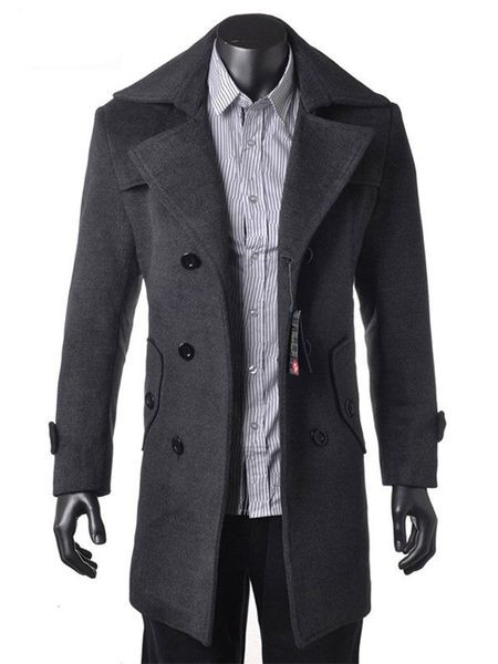 men's wool & blends custom made tailored men trench coat,2014 fashion dark grey cashmere long jacket, Black
men's wool & blends custom made tailored men trench coat,2014 fashion dark grey cashmere long jacket, Black