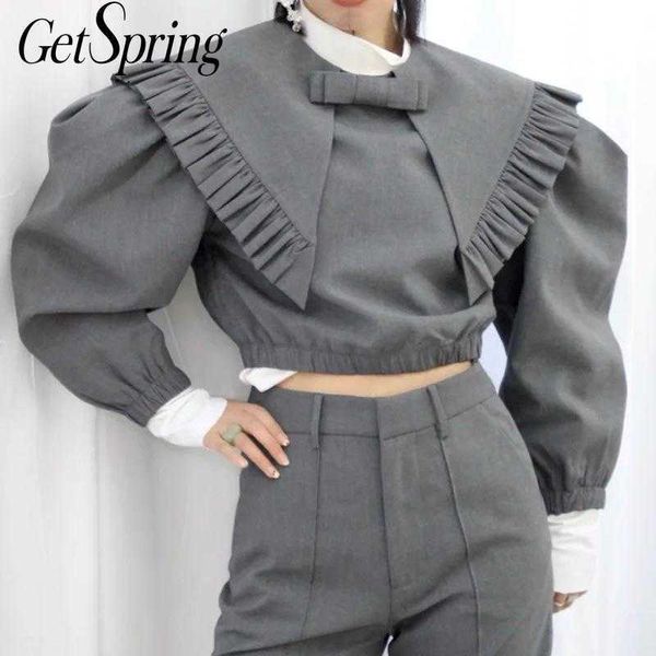 getspring women blouse bow puff sleeve vintage shirt short ladies pleated back zipper black gray shirts fashion 210601, White
getspring women blouse bow puff sleeve vintage shirt short ladies pleated back zipper black gray shirts fashion 210601, White
