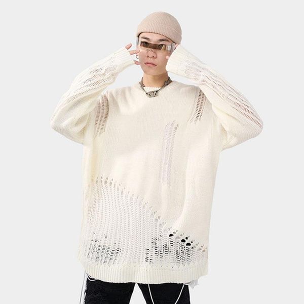 men's sweaters 7001 personality men knit sweater vintage high street loose hip hop trendy hole o-neck couple unique knitwear pullovers, White;black
men's sweaters 7001 personality men knit sweater vintage high street loose hip hop trendy hole o-neck couple unique knitwear pullovers, White;black