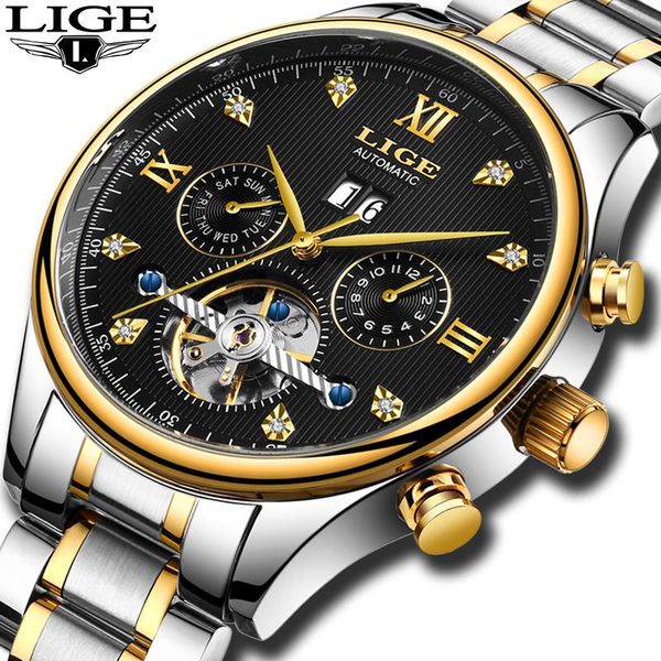 mens watches lige fashion business automatic mechanical watch male all steel waterproof clock montre homme wristwatches, Slivery;brown
mens watches lige fashion business automatic mechanical watch male all steel waterproof clock montre homme wristwatches, Slivery;brown