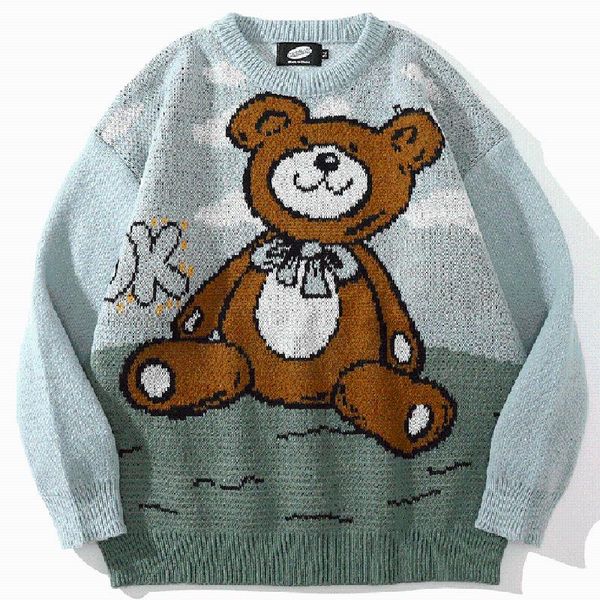 men's sweaters cartoon bear jacquard color matching sweater men harajuku vintage knitting pullover woman hip hop high street winter kni, White;black
men's sweaters cartoon bear jacquard color matching sweater men harajuku vintage knitting pullover woman hip hop high street winter kni, White;black