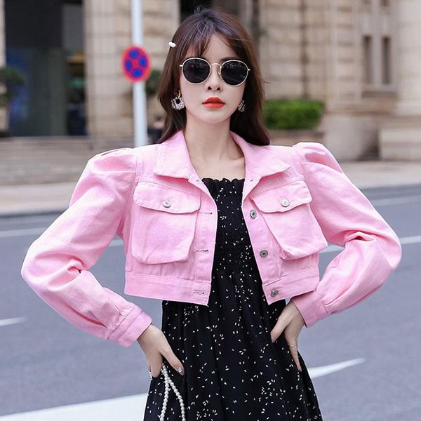 autumn puff sleeve crop denim jackets women turn down collar buttons frayed ripped hole jean coat pockets bomber jacket women's, Black;brown
autumn puff sleeve crop denim jackets women turn down collar buttons frayed ripped hole jean coat pockets bomber jacket women's, Black;brown