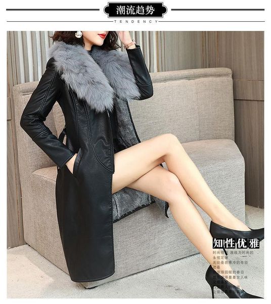 women's fur & faux large collar winter leather jacket women plus velvet thick mid-length 2021 slim and thin waist, Black
women's fur & faux large collar winter leather jacket women plus velvet thick mid-length 2021 slim and thin waist, Black