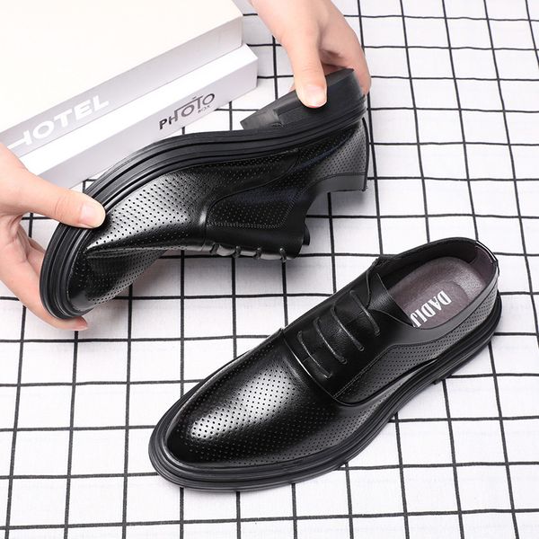 summer leather shoes men's hollow out breathable busins drs soft soled cool korean casual, Black
summer leather shoes men's hollow out breathable busins drs soft soled cool korean casual, Black