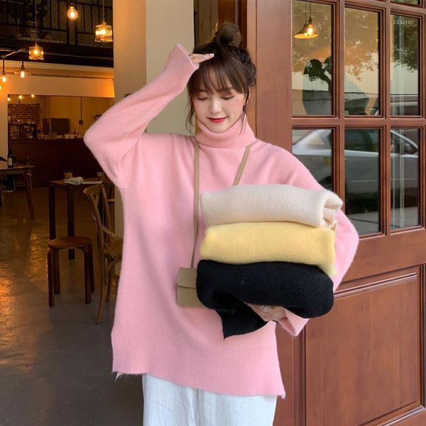 autumn winter korean style thickened turtleneck pullover loose mid-length split solid outerwear long sleeve sweater for women women's s, White;black
autumn winter korean style thickened turtleneck pullover loose mid-length split solid outerwear long sleeve sweater for women women's s, White;black