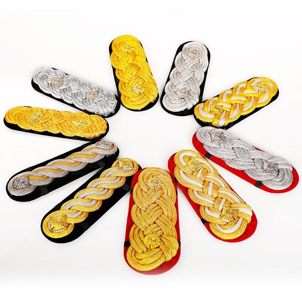 men's casual shirts security guard badge ceremonial performance uniform accessories military gold silver metal weaving epaulettes, White;black
men's casual shirts security guard badge ceremonial performance uniform accessories military gold silver metal weaving epaulettes, White;black