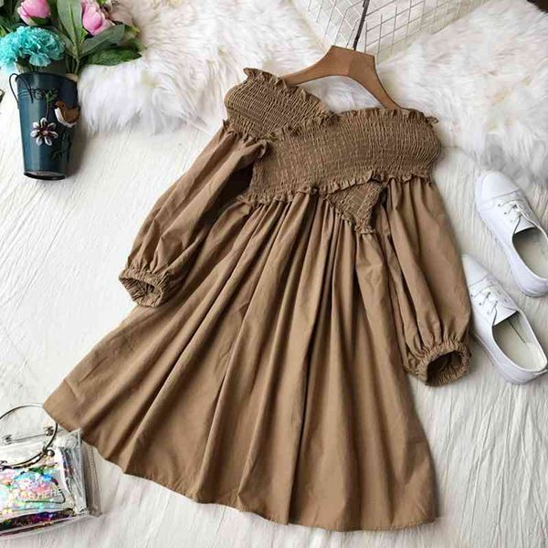 women's summer spring temperament dress v neck high waist solid puff sleeve strapless cute chic ladies 210520, Black;gray
women's summer spring temperament dress v neck high waist solid puff sleeve strapless cute chic ladies 210520, Black;gray