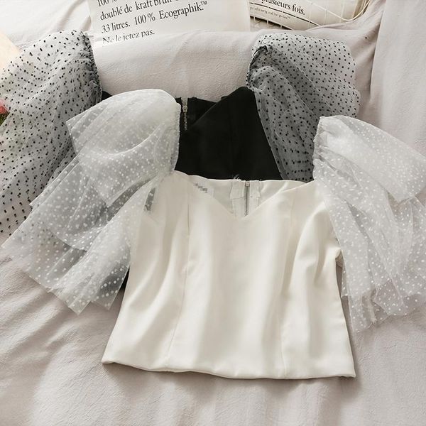 women's blouses & shirts women fashion outdoor casual mesh chiffon short sleeve patchwork blouse ladies sweet girl student elegant dail, White
women's blouses & shirts women fashion outdoor casual mesh chiffon short sleeve patchwork blouse ladies sweet girl student elegant dail, White