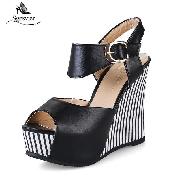 sgesvier women concise platform open toe casual shoes woman sandals stripe wedges summer fashion 4 colors b120, Black
sgesvier women concise platform open toe casual shoes woman sandals stripe wedges summer fashion 4 colors b120, Black