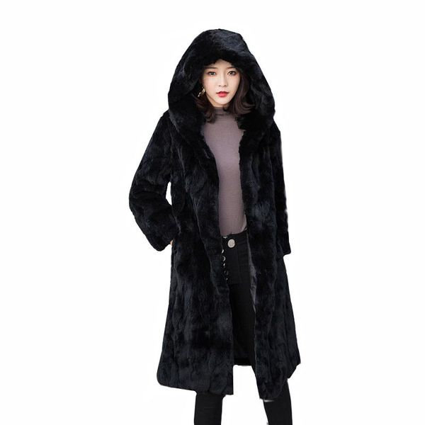 women's fur & faux winter natural rex coat women korean fashion thick warm long jacket cloak plus size ladies overcoat 4xl, Black
women's fur & faux winter natural rex coat women korean fashion thick warm long jacket cloak plus size ladies overcoat 4xl, Black