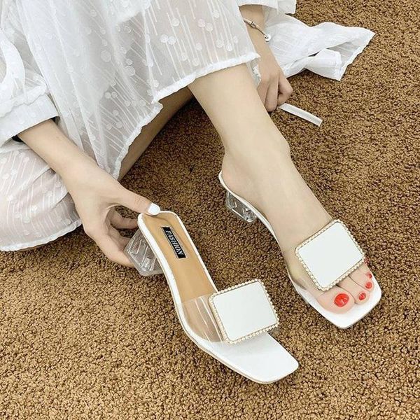 slippers korean style sandals plus size white pu leather transparent square heel slides retro light non-slip peep toe shallow, Black
slippers korean style sandals plus size white pu leather transparent square heel slides retro light non-slip peep toe shallow, Black