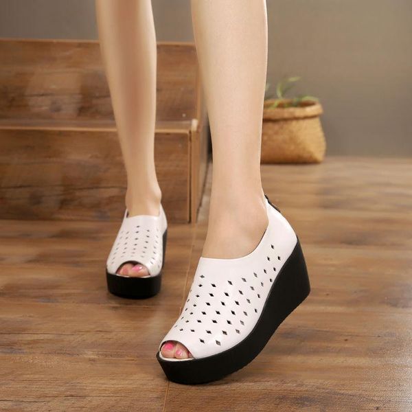 genuine leather sandals women wedges open toe platform white shoes female summer hollow out casual high heel rome black
genuine leather sandals women wedges open toe platform white shoes female summer hollow out casual high heel rome black