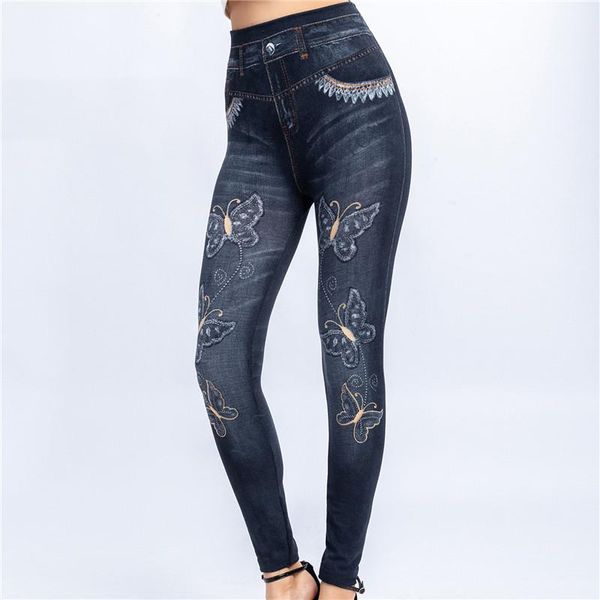 women's leggings 2021 women high waist fake jeans butterfly print ankle length pants super stretch skinny imitation, Black
women's leggings 2021 women high waist fake jeans butterfly print ankle length pants super stretch skinny imitation, Black