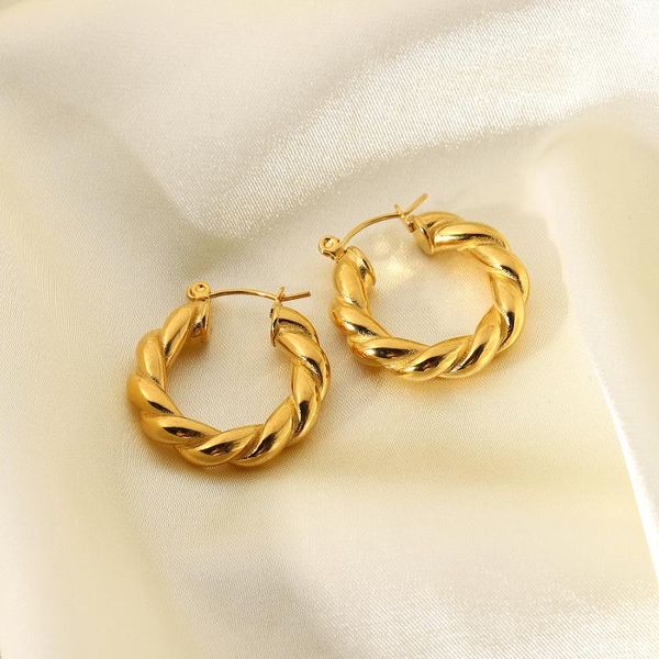 hoop & huggie 316l stainless steel classic thick twist earrings for women hypoallergenic waterproof circle jewelry, Golden;silver
hoop & huggie 316l stainless steel classic thick twist earrings for women hypoallergenic waterproof circle jewelry, Golden;silver