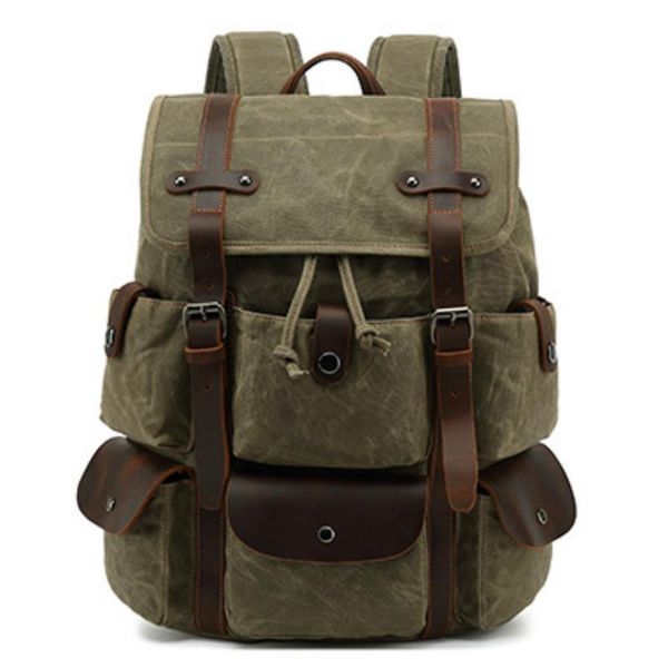 backpack men's shoulder wax canvas bag crazy horse leather college
backpack men's shoulder wax canvas bag crazy horse leather college