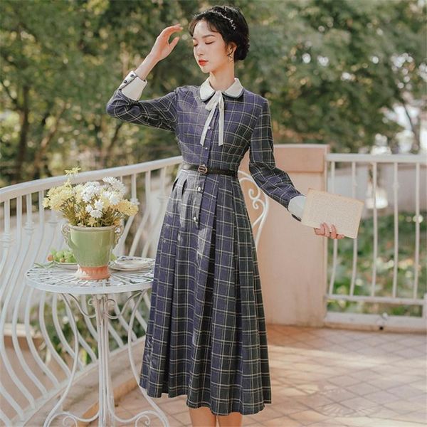casual dresses spring autumn products retro plaid color matching high waist dress lapel bowknot belted cotton blend a-line for women, Black;gray
casual dresses spring autumn products retro plaid color matching high waist dress lapel bowknot belted cotton blend a-line for women, Black;gray