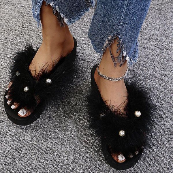 arrival girls luxury fluffy fur slippers ladies indoor furry thick bottom flip flops women slides sandals, Black
arrival girls luxury fluffy fur slippers ladies indoor furry thick bottom flip flops women slides sandals, Black
