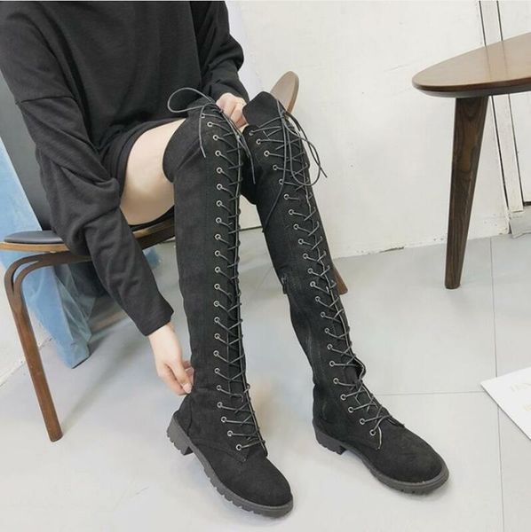 boots women round toe over knee lace up side zip pull on knight casual shoes, Black
boots women round toe over knee lace up side zip pull on knight casual shoes, Black