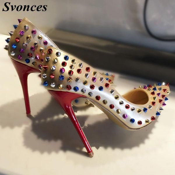 svonces red heels shoes pointed toe women pumps multi color rivets studded wedding party dress stiletto high size 43, Black
svonces red heels shoes pointed toe women pumps multi color rivets studded wedding party dress stiletto high size 43, Black