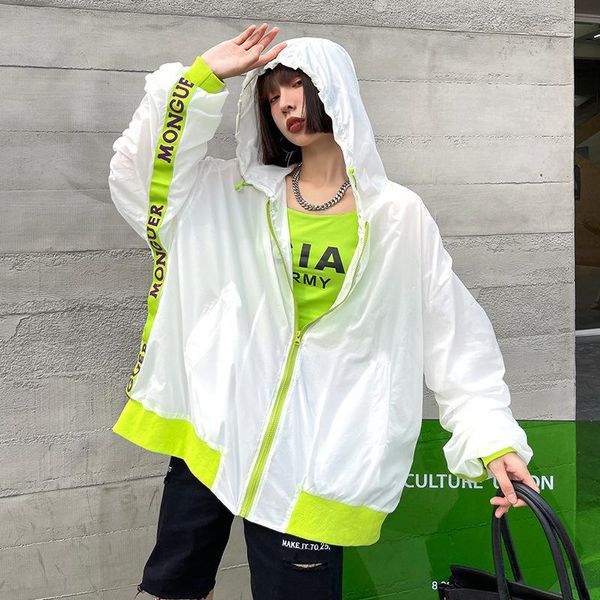 hong kong style casual sun protection coat 2021 summer double pockets hooded jacket chic letter pattern loose women women's jackets, Black;brown
hong kong style casual sun protection coat 2021 summer double pockets hooded jacket chic letter pattern loose women women's jackets, Black;brown