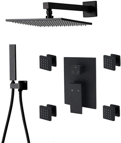 bathroom matte black bass shower system, faucet set with high pressure 10" rain head and handheld sets
bathroom matte black bass shower system, faucet set with high pressure 10" rain head and handheld sets