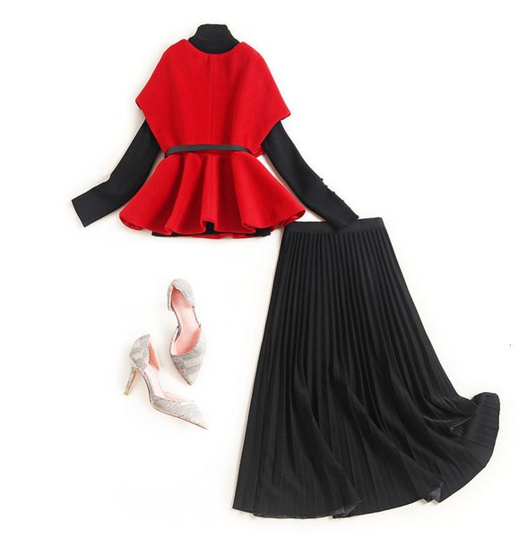 fall elegant lady celebrity party fashion basic female designers knitted wool sweater and skirt 3 piece sets, Black
fall elegant lady celebrity party fashion basic female designers knitted wool sweater and skirt 3 piece sets, Black