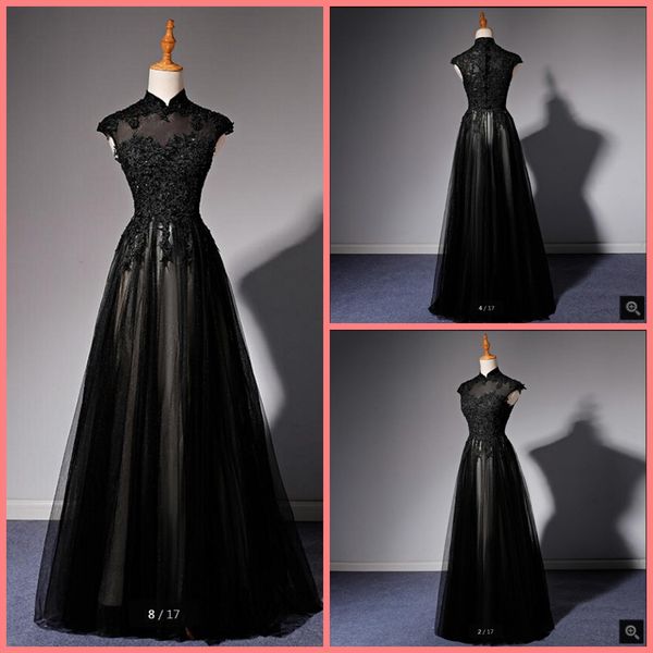 vestido de festa black tulle a line real p evening dresses high neckline cap sleeve beaded lace appliques party dress floor length modest mu, Black;red
vestido de festa black tulle a line real p evening dresses high neckline cap sleeve beaded lace appliques party dress floor length modest mu, Black;red