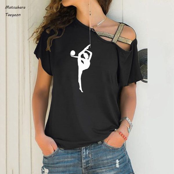 women's t-shirt summer short sleeve t shirt women fashion gymnastics sport tee femme irregular skew cross bandage oversized to, White
women's t-shirt summer short sleeve t shirt women fashion gymnastics sport tee femme irregular skew cross bandage oversized to, White