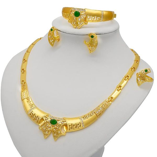 earrings & necklace african 24k gold color jewelry sets for women dubai bridal wedding wife gifts gem bracelet ring jewellery set, Silver
earrings & necklace african 24k gold color jewelry sets for women dubai bridal wedding wife gifts gem bracelet ring jewellery set, Silver