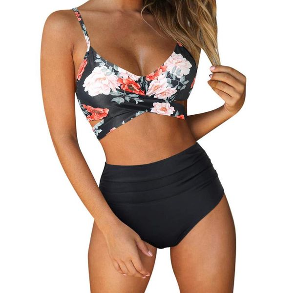women's swimwear women floral print bikini set high waist swimsuit summer brazilian bathing suit bather biquini #t1q, White;black
women's swimwear women floral print bikini set high waist swimsuit summer brazilian bathing suit bather biquini #t1q, White;black