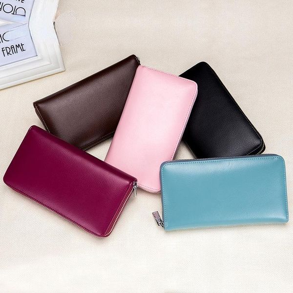 card holders men's long wallet clutch bag holder leather, Brown;gray