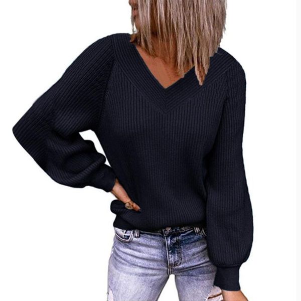 women's sweaters women casual winter loose v neck solid sweater vintage basic pullover pull femme jersey mujer #g3, White;black 
women's sweaters women casual winter loose v neck solid sweater vintage basic pullover pull femme jersey mujer #g3, White;black